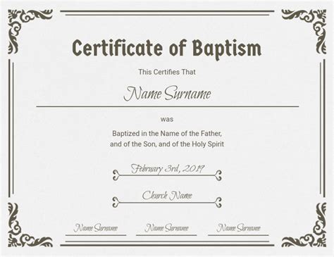 Free Printable Baptism Certificates Templates