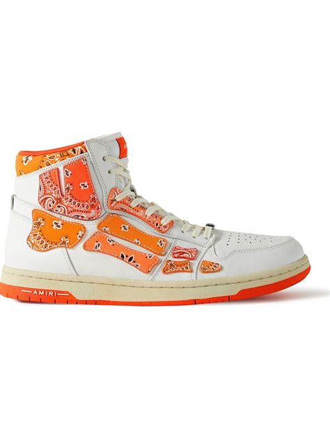 Amiri Skel Top Bandana Print Canvas And Leather High Top Sneakers