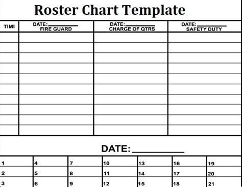 Roster Chart Templates 10 Free Printable Word Excel Amp Pdf Formats