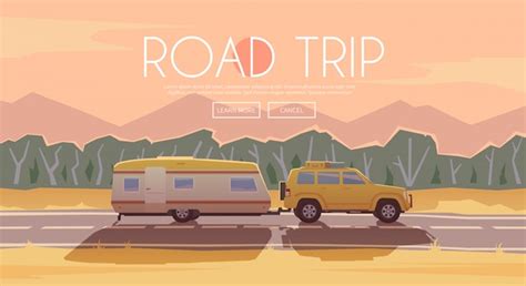 Road Trip Illustration Premium Vector