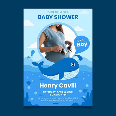 Premium Vector Baby Boy Shower Invitation Template With Photo