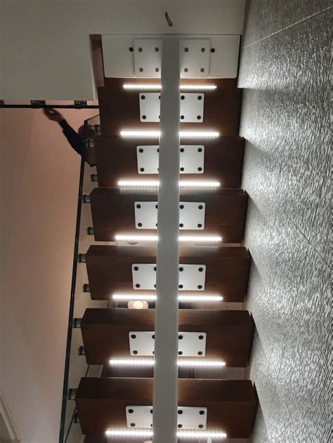 Mono Stringer Staircase Cuckfield With Led Lights Brighton Stairs