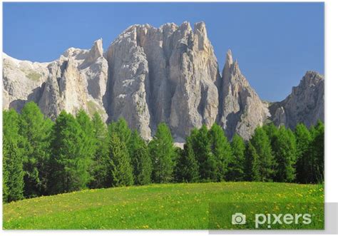 Poster Dolomite Peaks Rosengartenval Di Fassa Italy Alps Pixersnetau