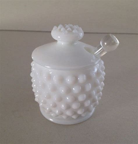 Vintage Fenton Hobnail Mustard Pot Jar Clear Glass Flat Etsy Jar Fenton Hobnail