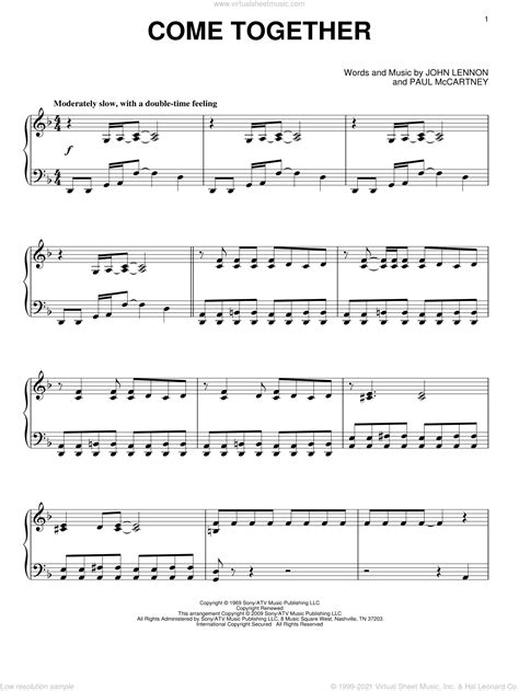 Beatles Come Together Sheet Music For Piano Solo Pdf