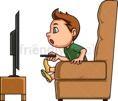 Little Boy Watching Tv Cartoon Clipart Vector Friendlystock Ph