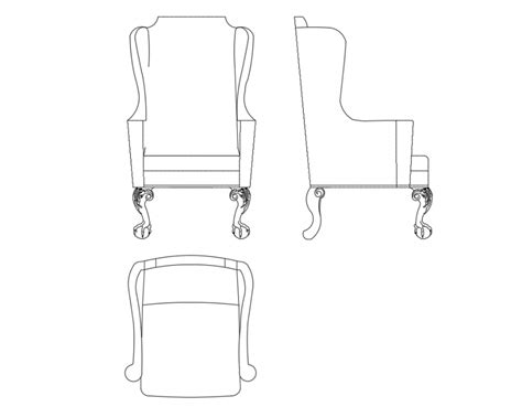 Single Arm Chair All Sided Elevation Cad Drawing Details Dwg File Cadbull