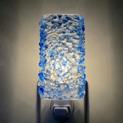 Glass Night Light Light Blue Fused Glass Kitchen Or Bathroom Etsy