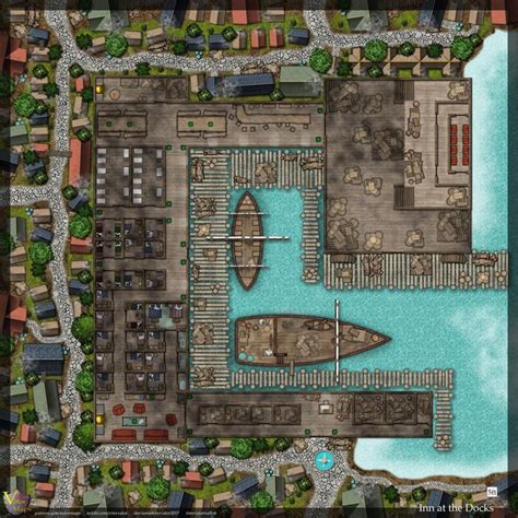 Tavern And Inn At The Docks Battlemaps Post Fantasy City Map Dungeon Maps Tabletop Rpg Maps