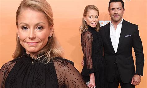 Kelly Ripa Dazzles In Black Gown With Sheer Sleeves As She Arrives With