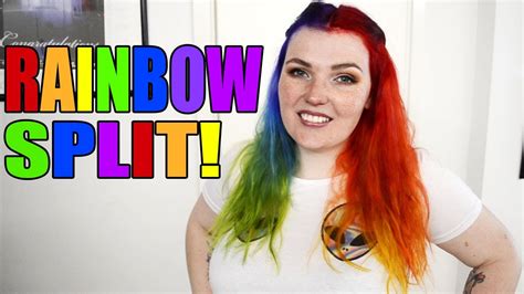Dyeing My Hair Rainbow Half Dye Youtube