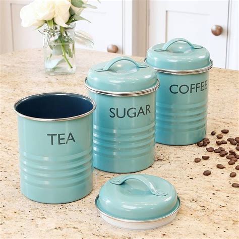 Special Custom Blue Kitchen Canister Sets In 2020 Tea Coffee Sugar