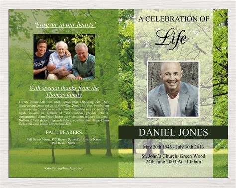 4 Page Trees Funeral Program Template Funeral Templates