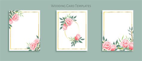 Beautiful Set Of Wedding Card Templates Decorated With Rose Bouquets
