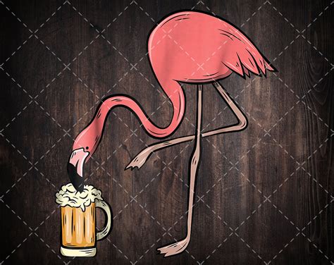 Flamingo Drinking Beer Funny Pink Flamingo Png Files Digital Etsy