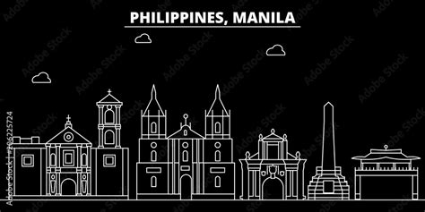 Manila Silhouette Skyline Philippines Manila Vector City Filipino