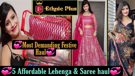 Ethnic Plus Designer Lehenga Saree Haul Festive Lehenga And Saree Online Shopping Review