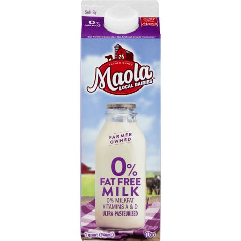 Maola 0 Fat Free Milk 1 Quart