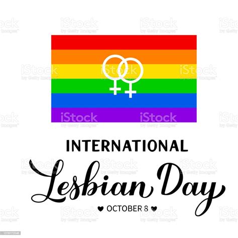 Ilustración De Caligrafía Del Día Internacional De Las Lesbianas Con Bandera Del Orgullo Lgbt