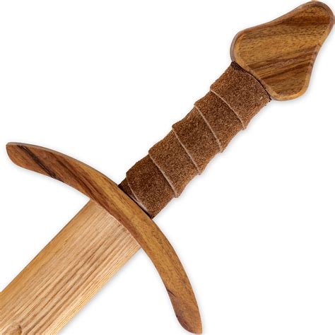 Wooden Replica Knightly Sword Steamed Beech Wood W Leather Wrapped