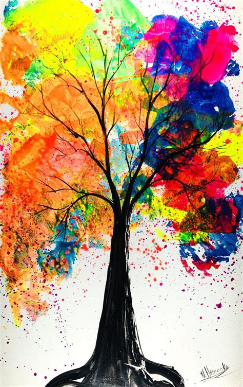 Bright Tree Painting Tree Of Life Painting Tree Wall Decor Etsy