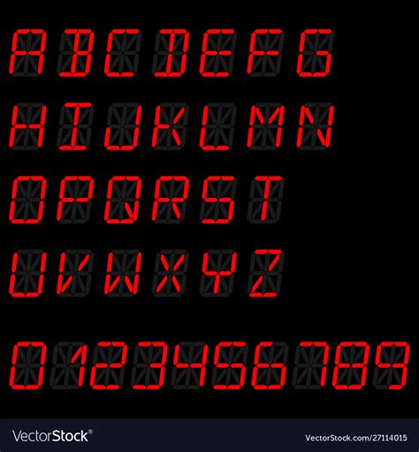 Alarm Clock Font Free Free Vector Digital Font Template Of Black