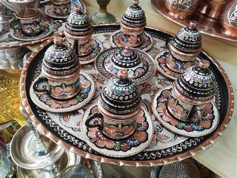 Turkish Coffee Cup Set Traditional Patterned Copper Coffee Etsy