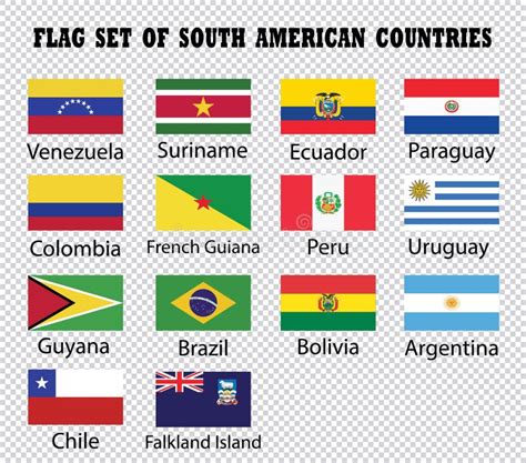 Flag Set Of South American Countries Stock Vector Illustration Of