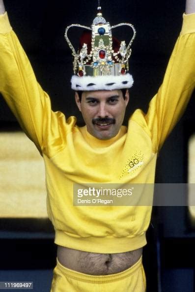 Singer Freddie Mercury Of British Rock Group Queen Wearing A Crown