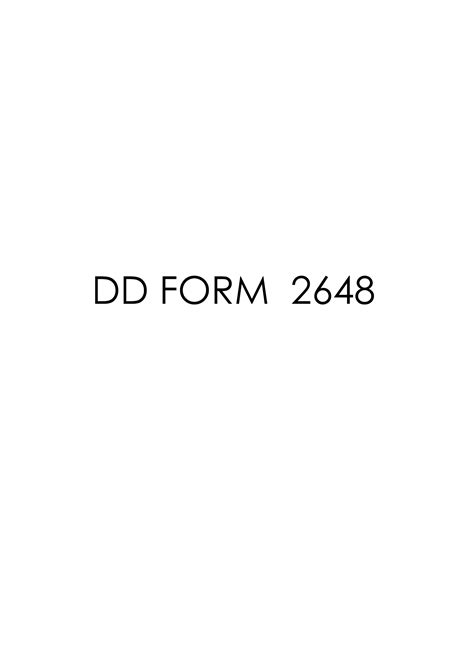 Download Dd 2648 Fillable Form