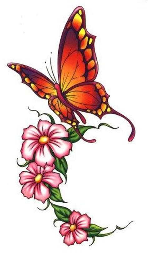 30 Awesome Butterfly And Flower Tattoo Drawings Ideas