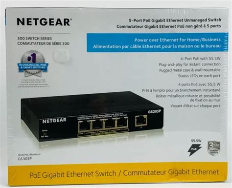 Netgear Gs305p 100nas ~ 5 Port Poe Gigabit Ethernet Unmanaged Switch