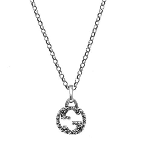 Gucci Sterling Silver Interlocking G Pendant Necklace 1051542