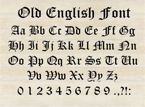 Old English Font Alphabet
