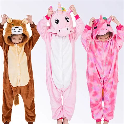 Unicorn Pajamas For Boys Girls Winter Onesie Kids Animal Pajamas