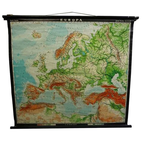Vintage Pull Down Map Wall Chart About Europe At 1stdibs