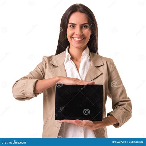 Business Lady With Gadget Stock Image Image Of Girl 85227289
