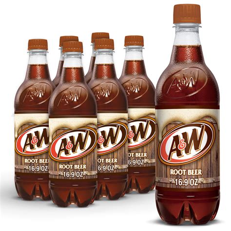 Aandw Caffeine Free Low Sodium Root Beer Soda Pop 169 Fl Oz 6 Pack Bottles