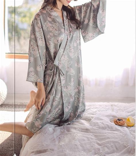 Japanese Style Kimono Pajamas Antique Yukata Silk Satin Sleep Etsy
