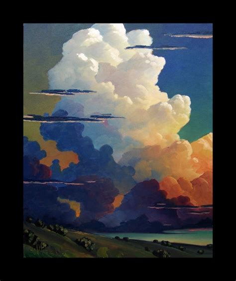 Impressionist Art Oil Landscape Storm Sky Clouds Original