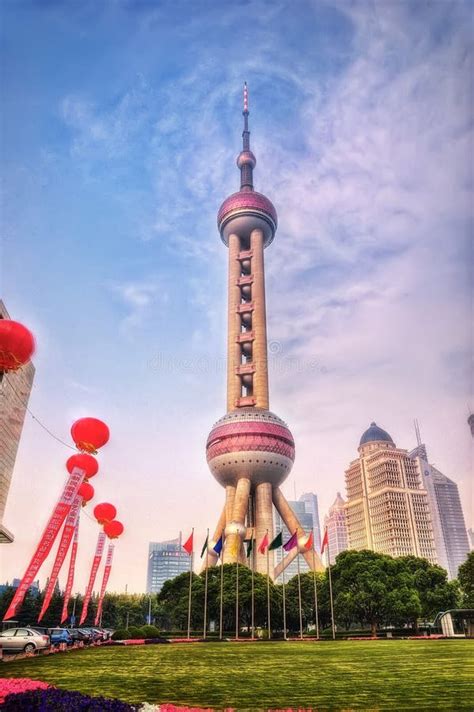 Oriental Pearl Tower Shanghai Stock Image Image Of Panorama Glow