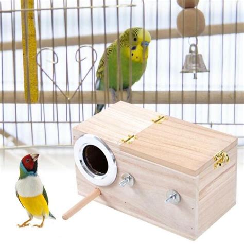 Parakeet Nest Box Bird House Budgie Wood Breeding For Lovebirds