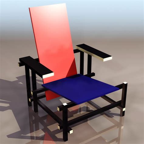 Gerrit Rietveld Red And Blue Chair 3d Model 3ds Files Free