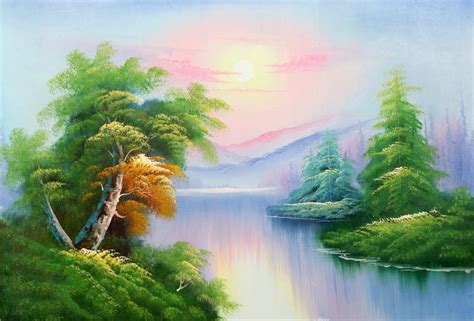 Lot Mao Wu Forest River Landscape 121 Oil Painting
