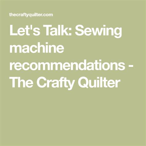 Lets Talk Sewing Machine Recommendations Sewing Machine Sewing