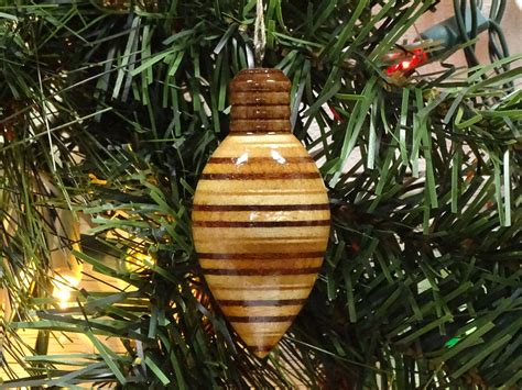 Turned Wood Ornament 173 Etsy Christmas Tree Light Bulbs Wood