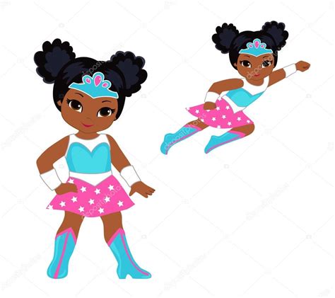 Cute Superhero Girl Vector Clip Art Set — Stock Vector