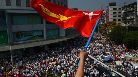 Myanmar Huge Demonstrations Despite Militarys Warning That Protesters Could Suffer Loss Of