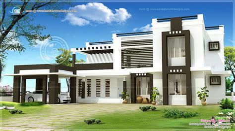 3400 Sq Ft Flat Roof House Exterior Kerala Home Design And Floor Plans 8000 Houses
