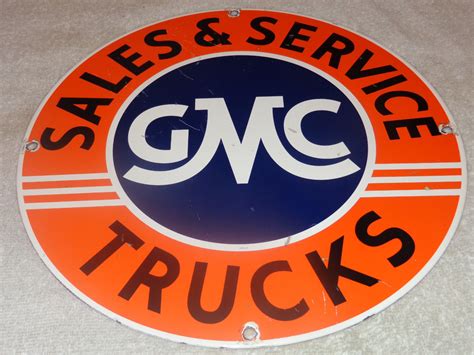 vintage general motors corporation gmc trucks 11 3 4 porcelain metal gas sign antique